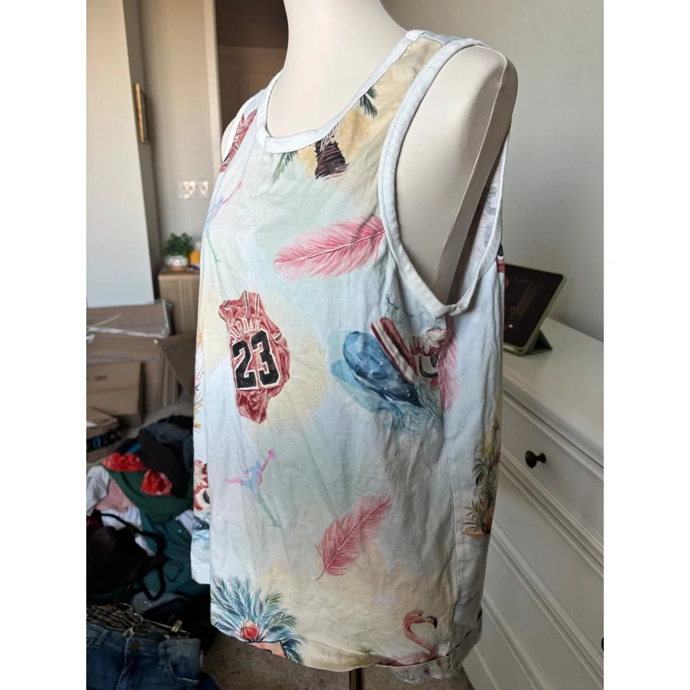 Jordan Brand Tank Top Mens Large Tropical Jumpman All Over Print Sleeveless
